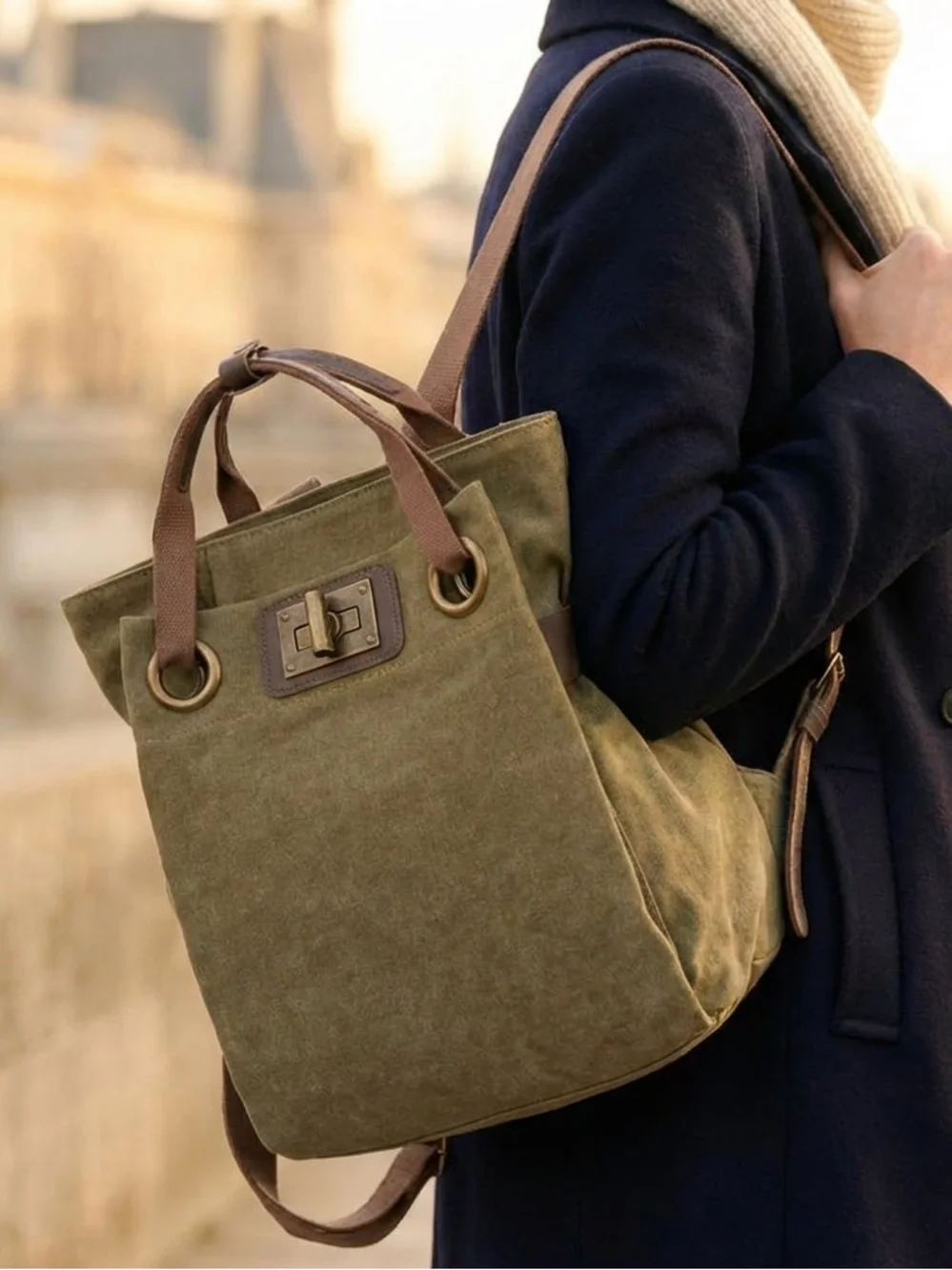 ZEDE Paris Pont-Des-Arts Olive Backpack Size Large